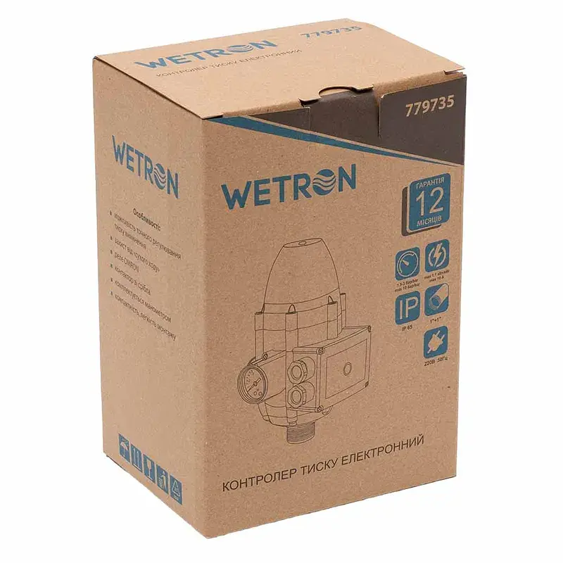 Контролер тиску електронний 1.1кВт Ø1" рег давл вкл 1.5-3.0 bar WETRON DSK-2.1 (779735) - фото 8