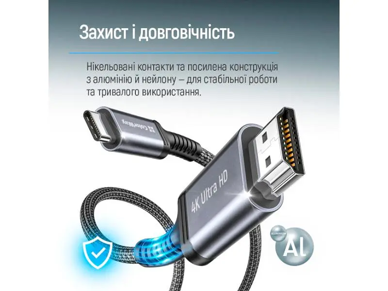 Кабель ColorWay USB-C to HDMI M 2 м 4K60Hz Black (CW-CBCHD077-BK) - фото 8
