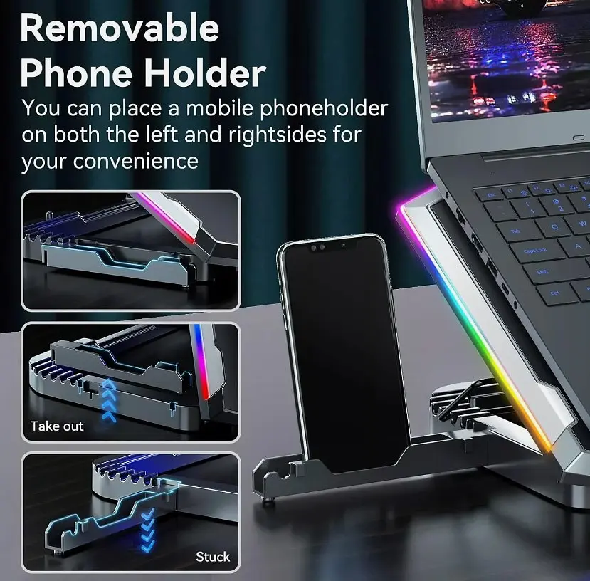 Охолоджувальна підставка для ноутбука до 17.3 дюймів Ice Coorel K-10 8xfans 2xUSB LCD RGB - фото 6