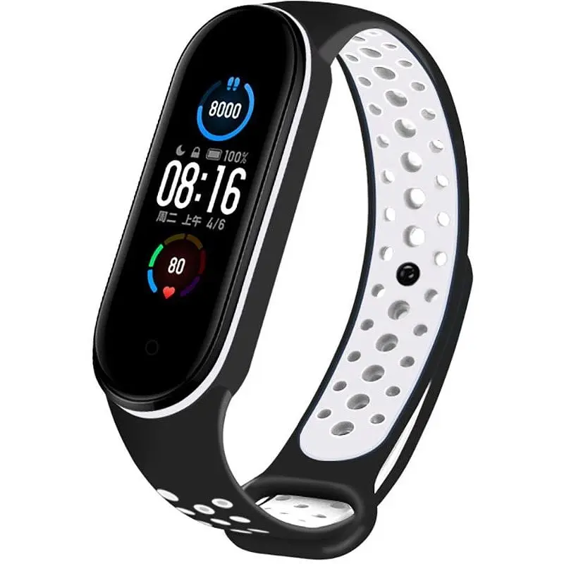 Ремінець Uwatch Replacement Sports Strap for Mi Band 5/6/7 Black/White - фото 2