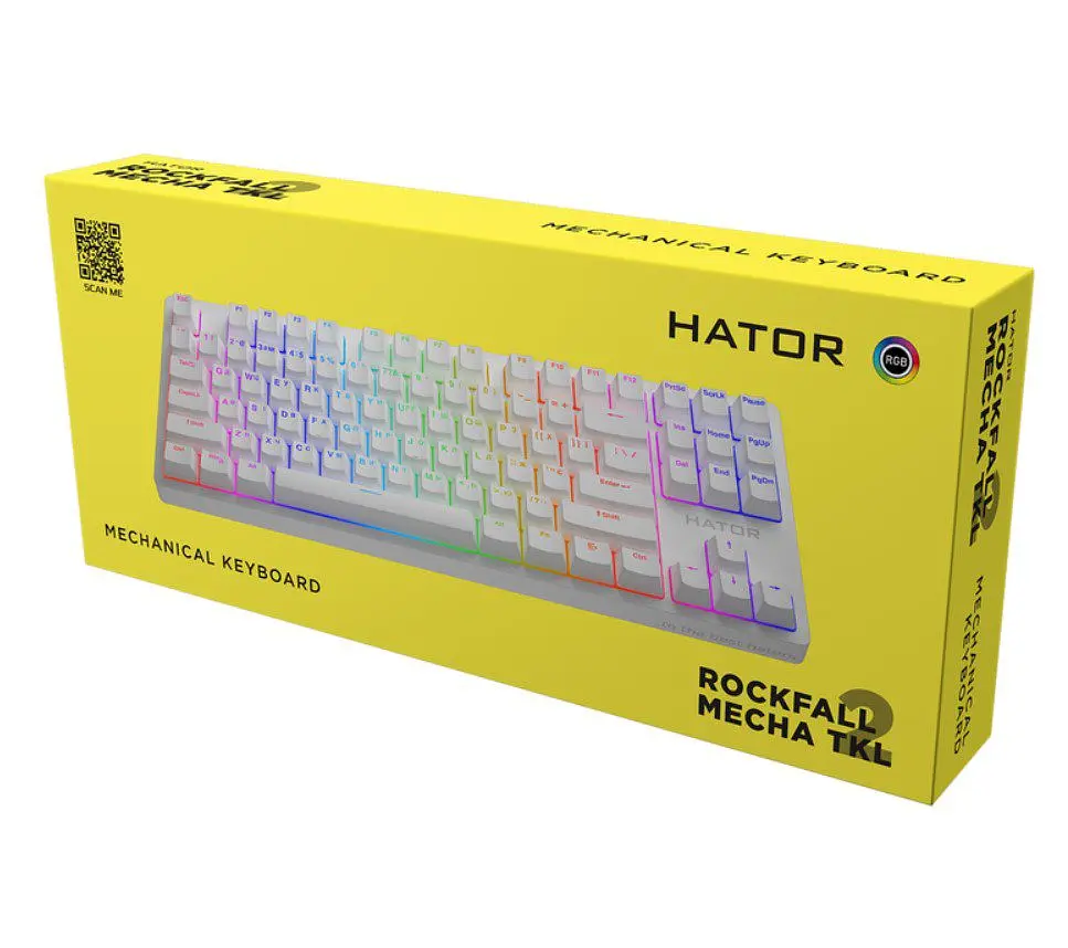 Клавіатура ігрова механічна HATOR HTK521 White Rockfall 2 Мecha Signature Edition Aurum Orange - фото 6