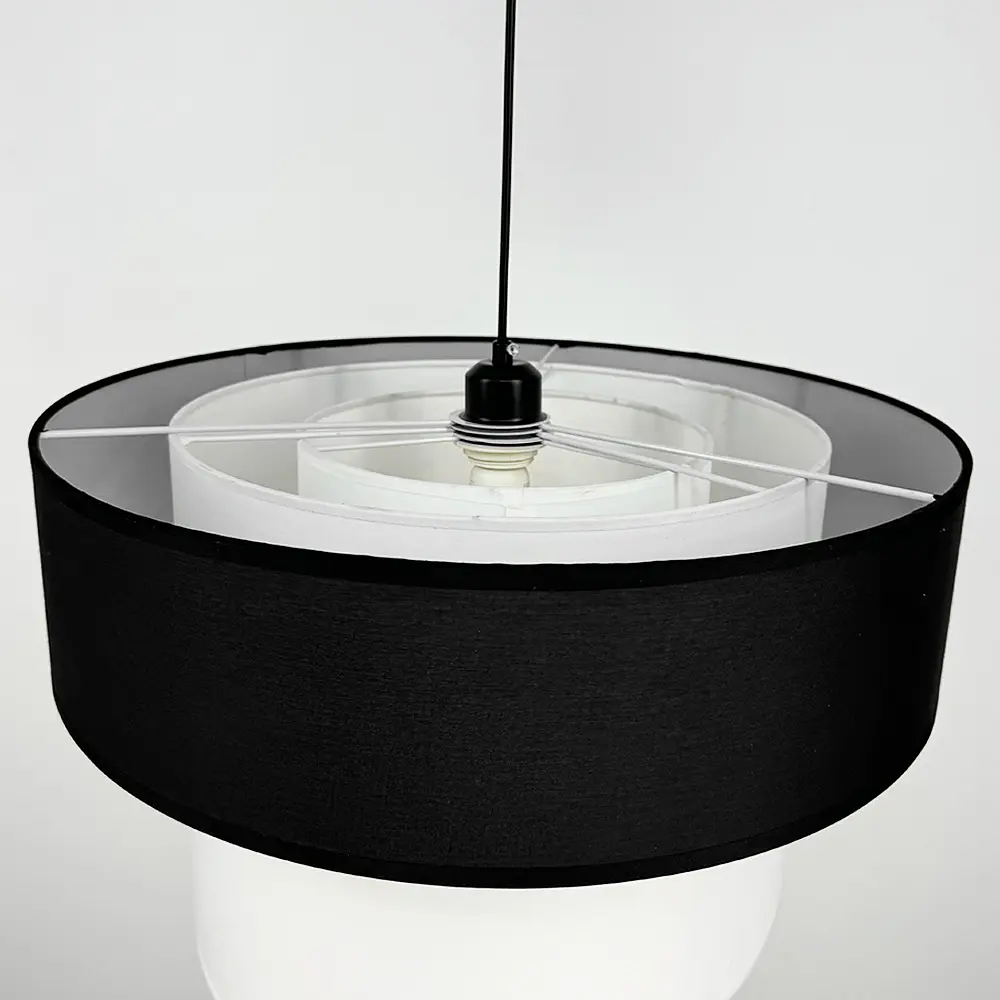 Дизайнерська люстра IONOS 1 з текстильним абажуром Line.F MJ 159-500 BK+WT+WT - фото 3