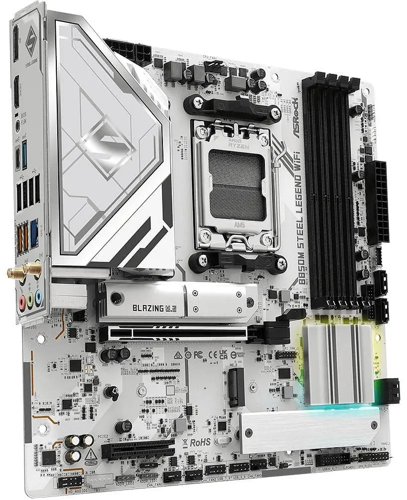Материнська плата AsRock B850M STEEL LEGEND WIFI (B850M STEEL LEGEND WIFI) (Socket AM5, AMD B850, Micro-ATX) - фото 2