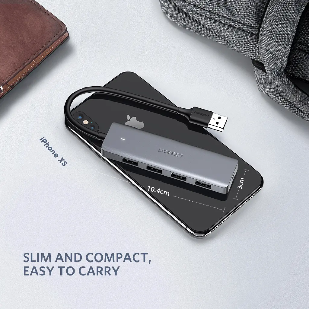 USB Hub UGREEN 4-port 15см USB 3.0 Активний, Metal Plated Shell, Ultra Slim CM219 Сірий - фото 7