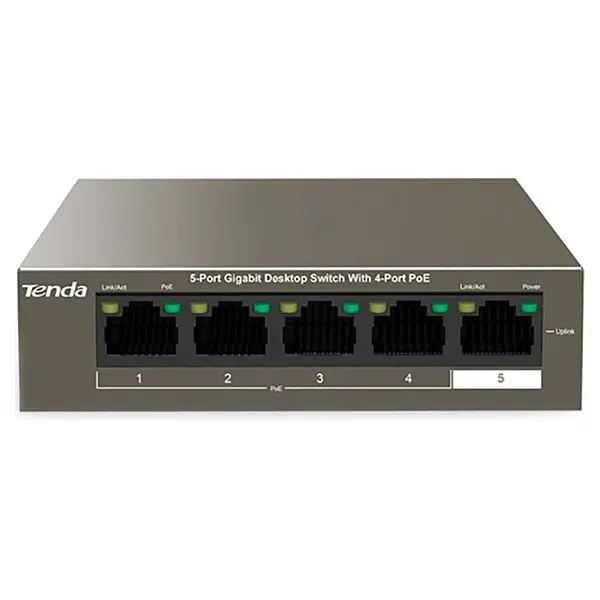 Комутатор Tenda TEG1105P-4-63W 4xGE PoE, 1xGE Uplink (TEG1105P-4-63W) - фото 2