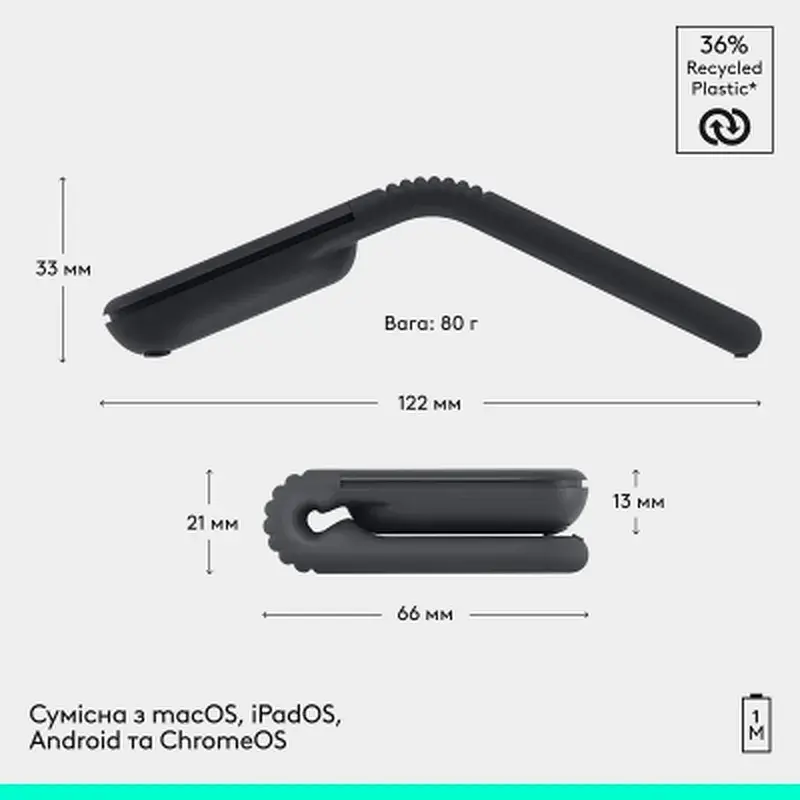 Мишка Logitech Mobi Fold Bluetooth Graphite (910-007604) - фото 10