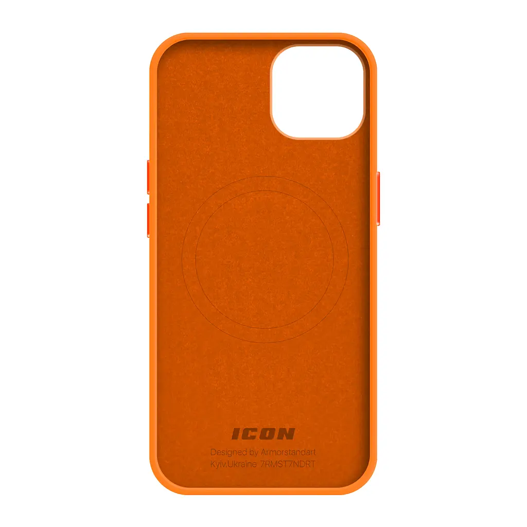 Силиконовый чехол с MagSafe для Apple iPhone 15, ICON2 MagCase, оранжевый, противоударный, панель с мягкой подкладкой, защита всего корпуса, поддержка беспроводной зарядки, совместим с защитными стеклами и пленками, ArmorStandart (ARM89275) - фото 2