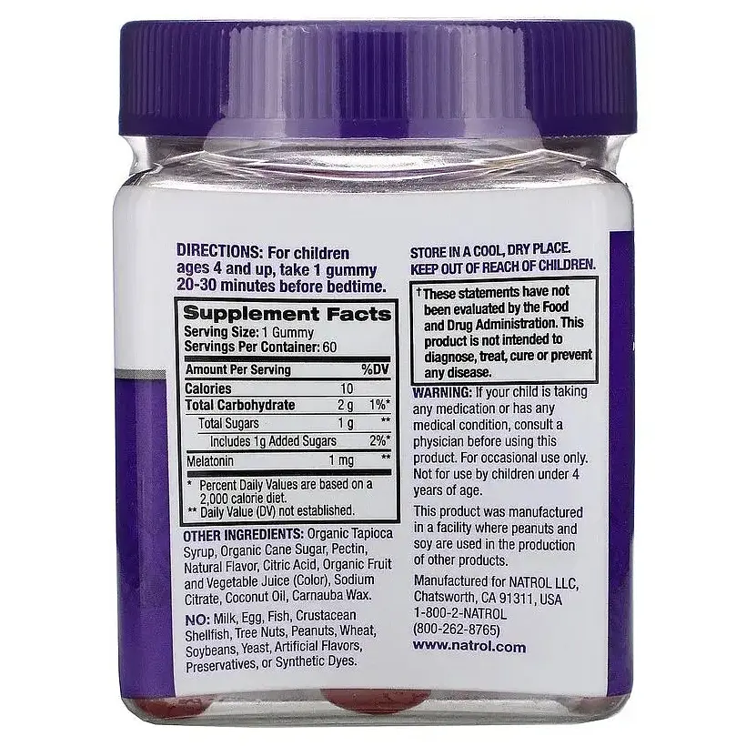 Дитячий мелатонін Natrol Kids Melatonin 1 mg, 60 желейок для гарного сну - Ягоди - фото 2