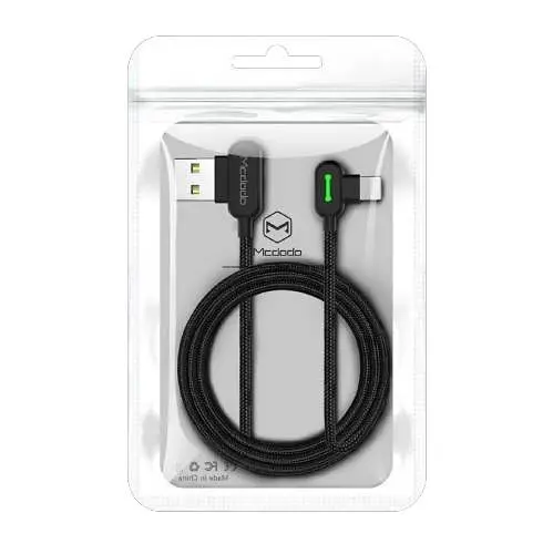 Двосторонній зарядний кабель для iPhone iPad McDodo 90 ° USB to Lightning з LED підсвічуванням 1.2m