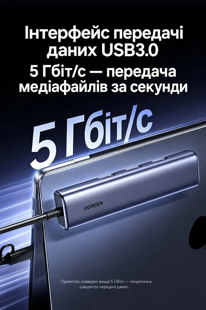 Мережевий адаптер із USB-хабом UGREEN CM811 Ethernet підключення через USB-A або USB-C порт RJ45 мережа до 1 Гбіт/с 3 порти USB-A 3.0 для периферії передавання USB до 5 Гбіт/с для Windows macOS Linux та пристроїв iOS Android із підтримкою OTG без окремого встановлення драйвера в сумісних системах захист від надструму й короткого замикання та від статичної електрики й імпульсних перенапруг екранування кабелю від перешкод вбудований кабель 0,2 м космічний сірий (95538) - фото 7