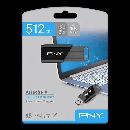 Флеш-накопичувач USB 512Gb Attaché X, Black, USB 3.2 Gen 1, до 130 МБ/с (P-FD512ATTX-GE) PNY teh0029100 - фото 8