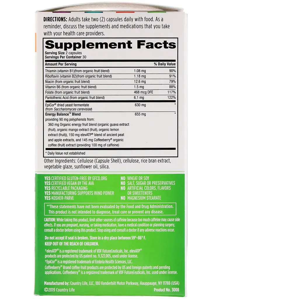 Натуральна добавка Country Life Gut Connection Energy Balance кишечник і енергія 60 капсул - фото 3