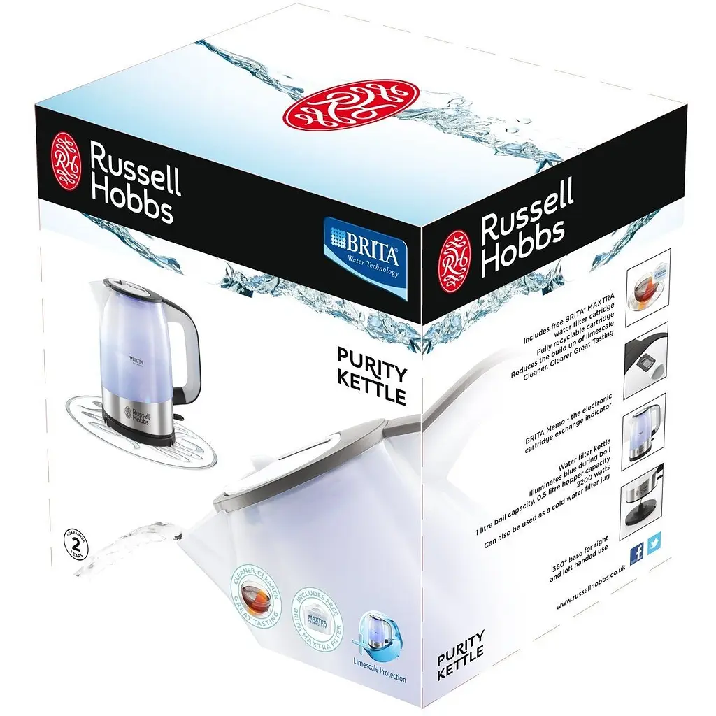 Електрочайник Russell Hobbs Purity 1 л сріблясто-чорний (22850-70) - фото 2