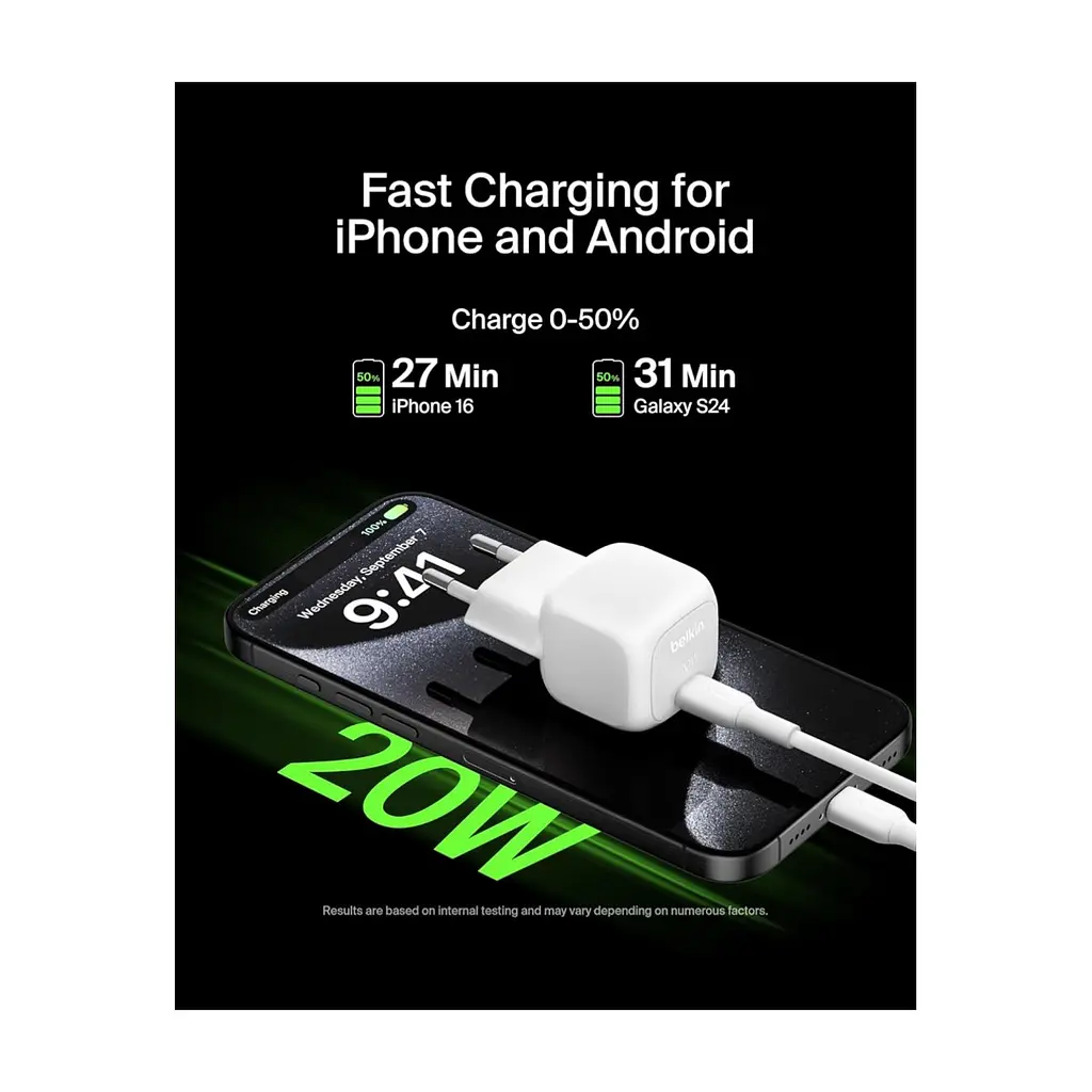 Зарядний пристрій Belkin USB-C PD20W PPS white (WCA009KQWH) - фото 8