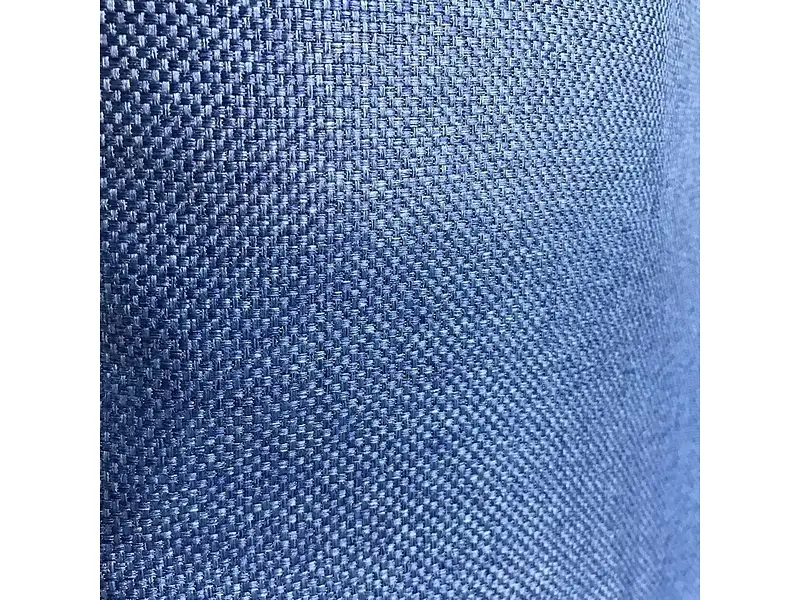 Льняні блекаут штори синього кольору 2шт. 150х270 з білим шифоновим тюлем 400х270, на тасьмі ALBO pbe0052635 - фото 4