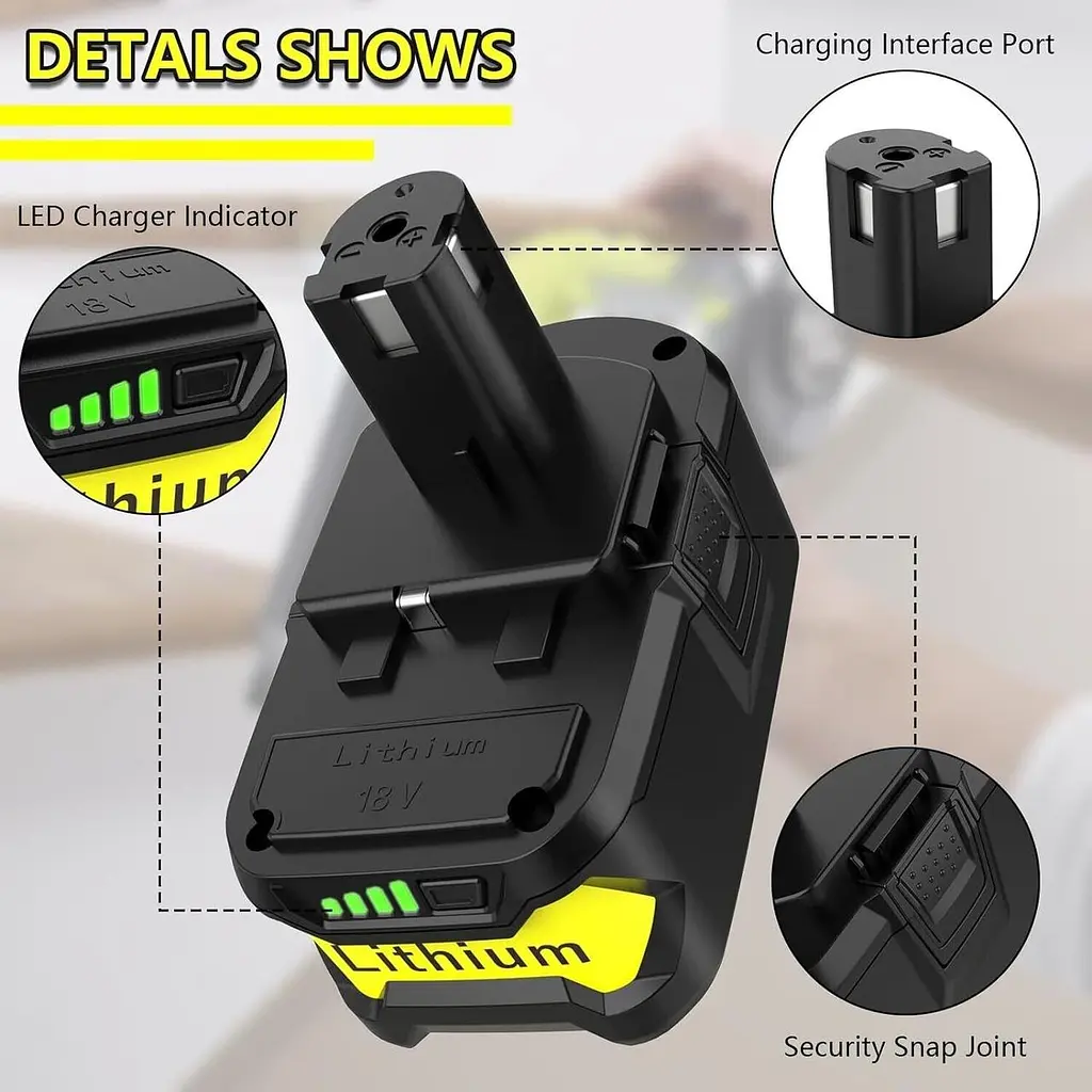 P108 18V 5000mAh Li-ion Заміна для батареї Ryobi ONE+ RBL1810 - фото 5