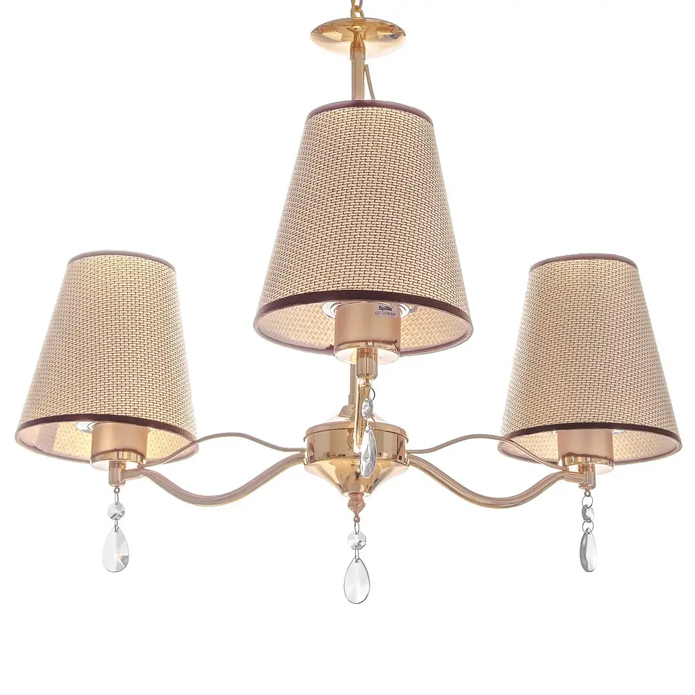 Люстра подвесная Brille прованс с абажуром в спальню E27 60W G (BKL-648S/3) - фото 3