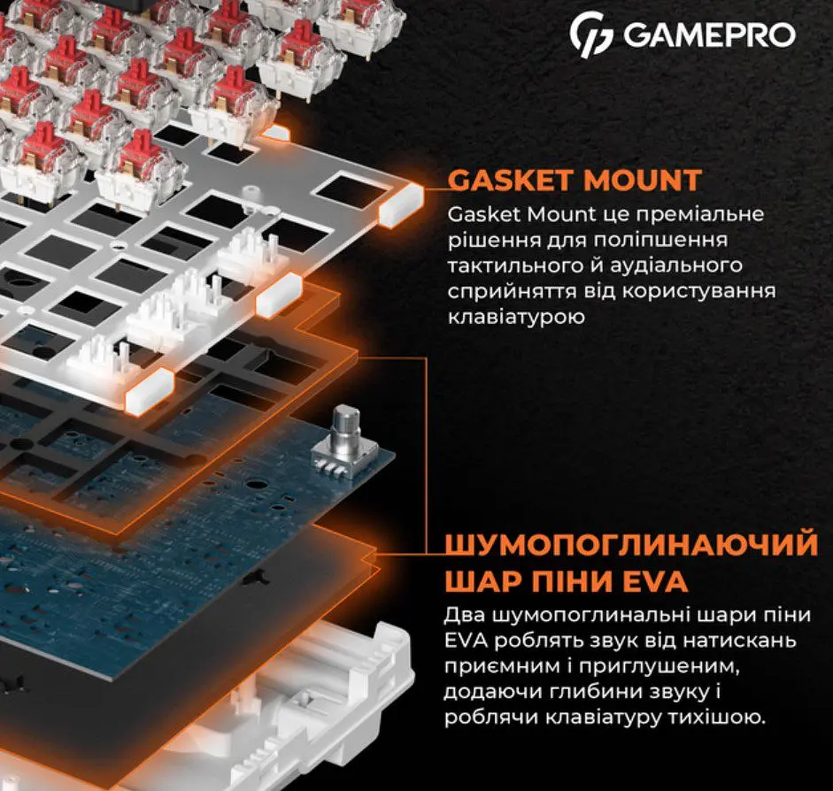 Механічна ігрова клавіатура GamePro GPMK-170 Outemu Red Switch Hot-Swap RGB Black - фото 9