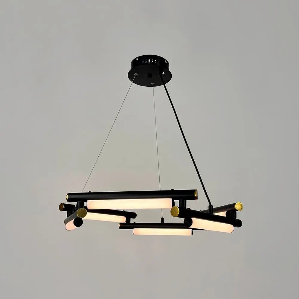 Уникальная подвесная люстра в черном кольцевом корпусе Ø 65 см Line F | Ст. MJ318-600 BK - фото 6