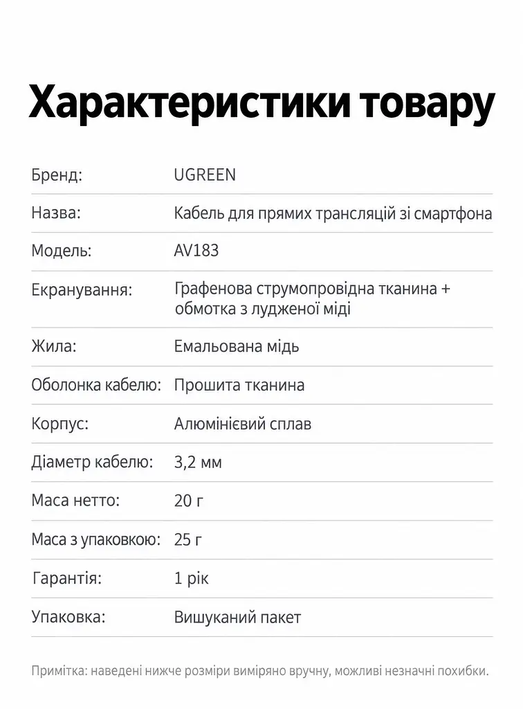 Аудіокабель UGREEN AV183 2 м AUX mini-jack зі штекерами 3,5 мм TRRS з обох кінців для передачі стереозвуку та сигналу мікрофона для мікрофона потрібні TRRS-гнізда з узгодженим розведенням контактів вузькі корпуси штекерів для підключення крізь тонкий чохол подвійне екранування нейлонове обплетення чорний із синьо-сірими корпусами штекерів та золотистими контактами (20782) - фото 3
