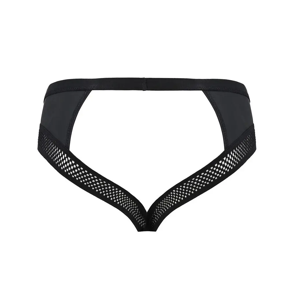 Чоловічі труси з ланцюжком Passion 030 SLIP TOM L/XL Black, екошкіра, відкриті сідниці - фото 6
