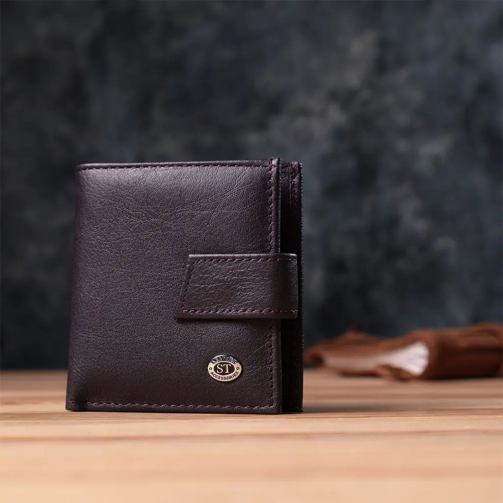 Компактний жіночий гаманець із натуральної шкіри ST Leather 22855 коричневий - фото 9