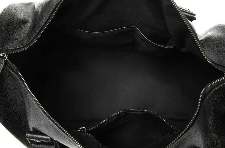 Дорожня сумка велика з екошкіри містка спортивна чорна з відділом для взуття (426) - фото 5