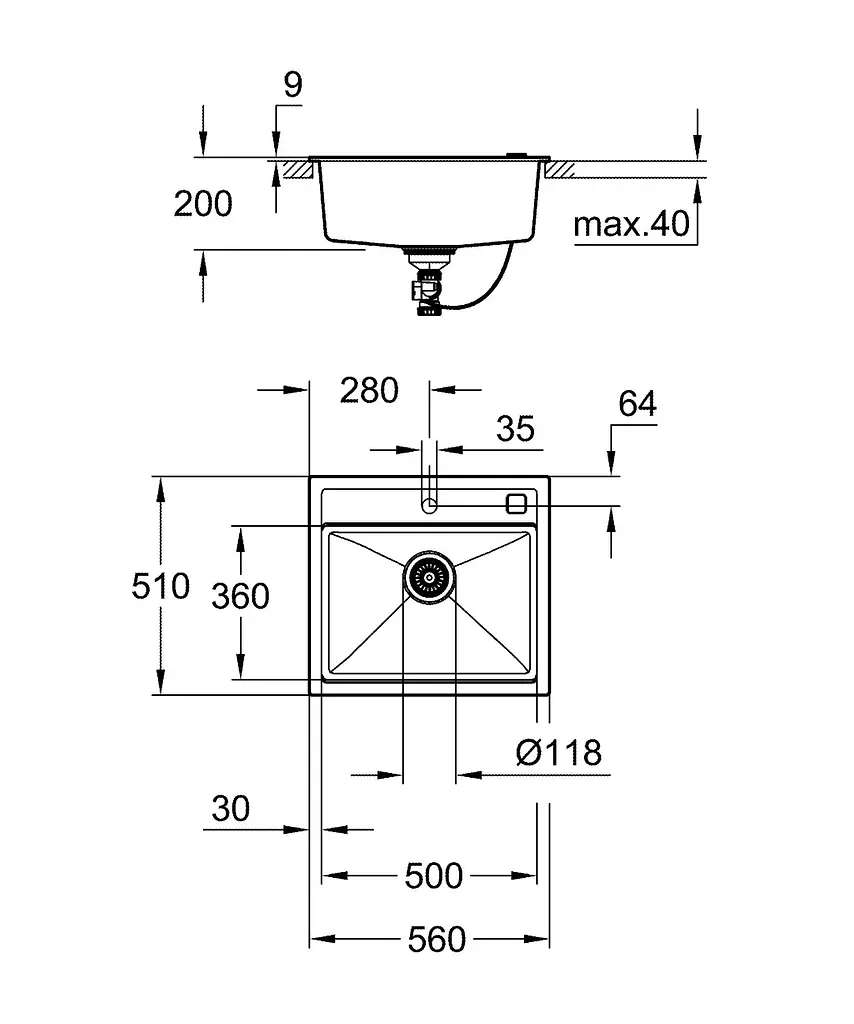 Кухонна мийка Grohe K700 из композита 31651AT0, Сірий - фото 4