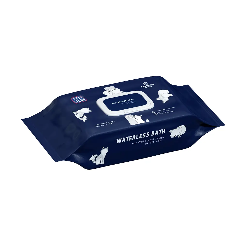 Вологі серветки Pet Clean PET GROOMING POUCH, що зволожують для тварин з ароматом квітучої японської вишні 100 шт (арт.CCPD50)
