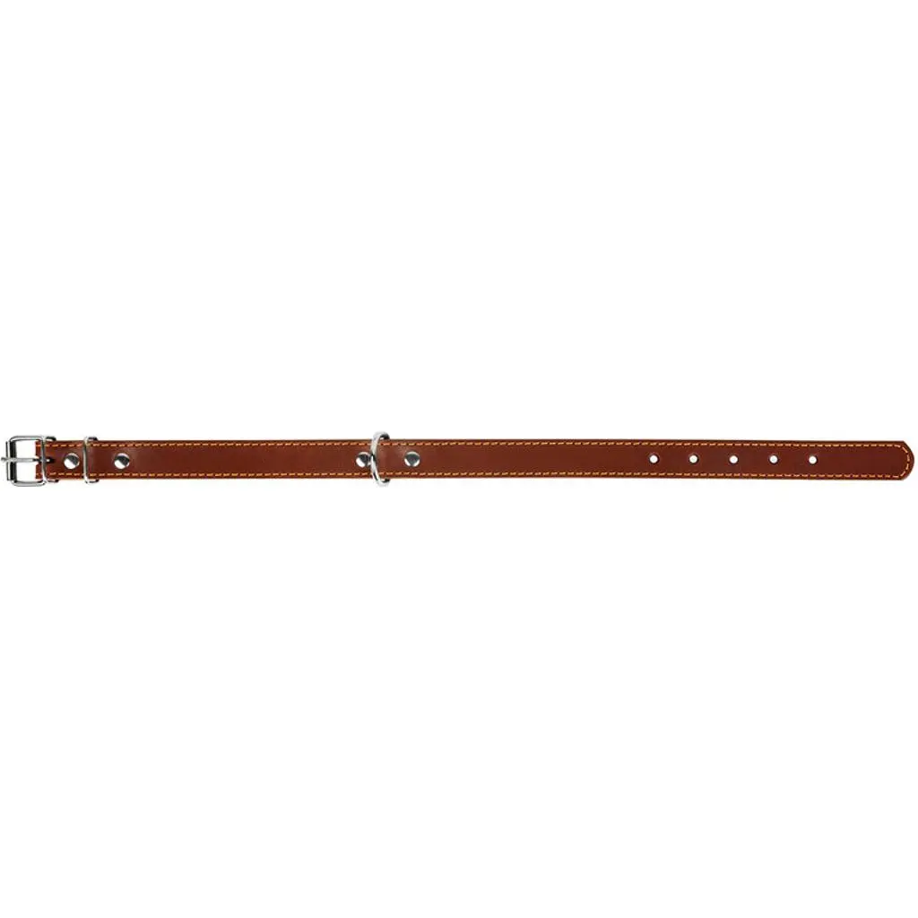 Нашийник подвійний Collar, шкіра, 27-35х1,4 см, коричневий - фото 4