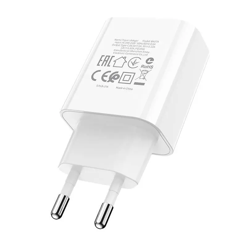 Блок питания адаптер Borofone Easy Speed ​​single port charger BA57A 20W белый - фото 4