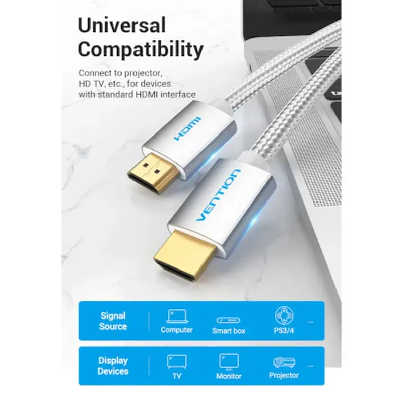 Кабель мультимедійний HDMI M to HDMI M 15.0m V2.0 4K silver Vention (AABIN) - фото 6