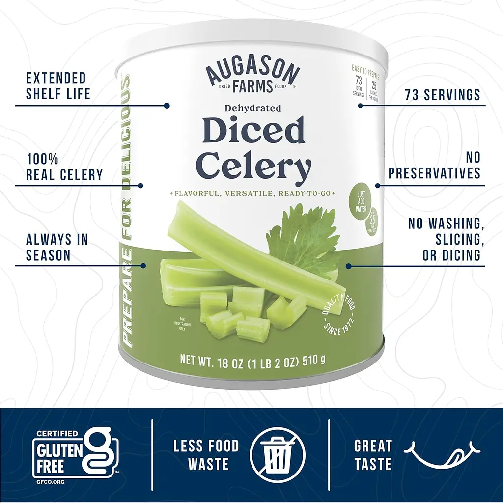 Селера нарізана сублімована з великим терміном придатності 25 років Augason Farms, 73 порції - фото 2