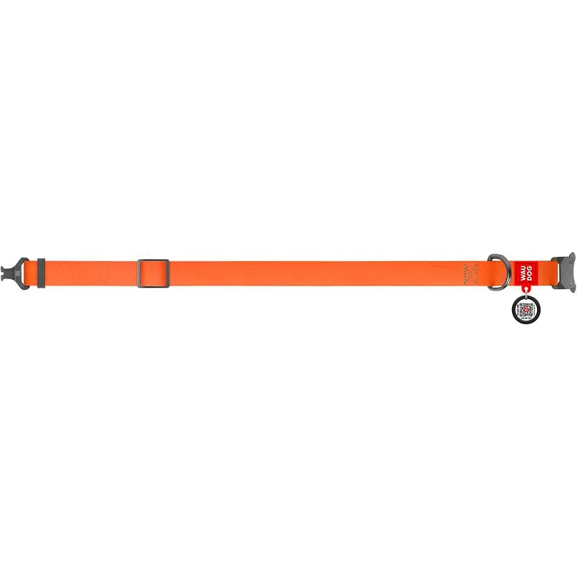 Ошейник для собак Waudog Waterproof, коллартекс, водостойкий, с QR паспортом, 35-58х2,5 см, оранжевый - фото 2