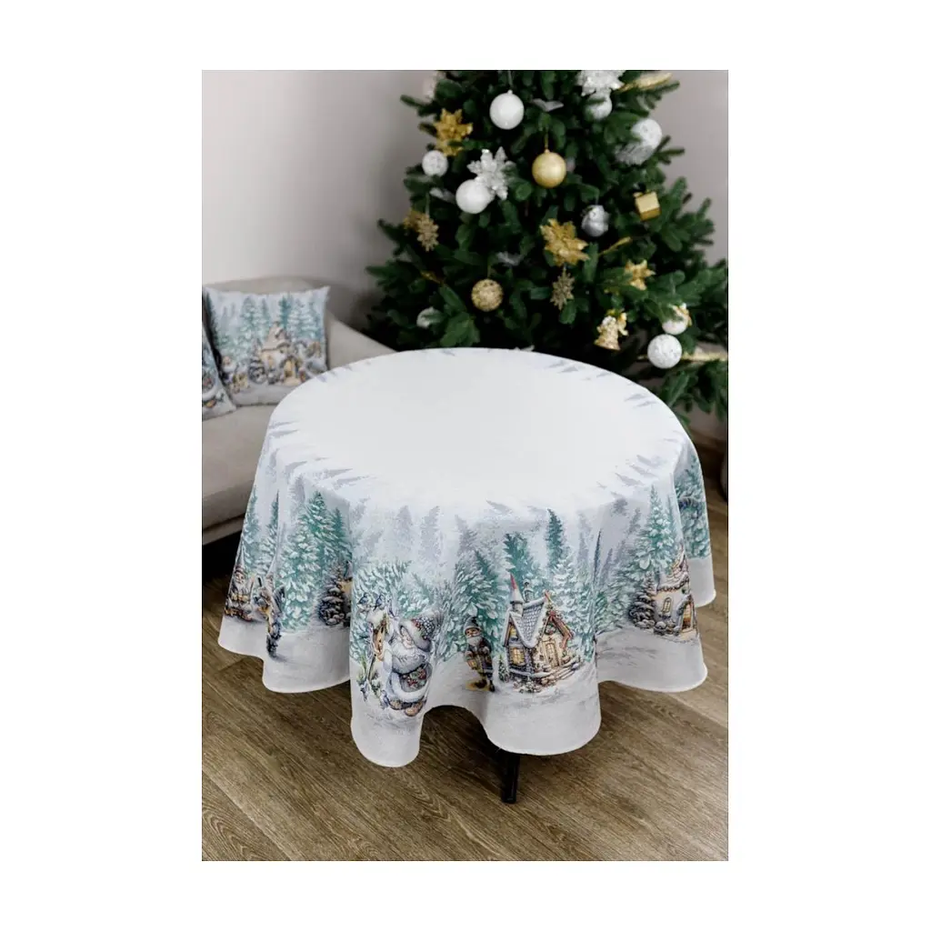 Скатертина Прованс гобеленова Казкові гноми Dх180 см (038459)
