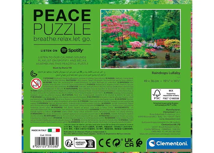Пазл Clementoni Peace Collection&Spotify: Колискова дощу (Peace Collection&Spotify - Raindrops Lullaby Puzzle - 500 pcs.), 500 ел. (35528) - фото 3