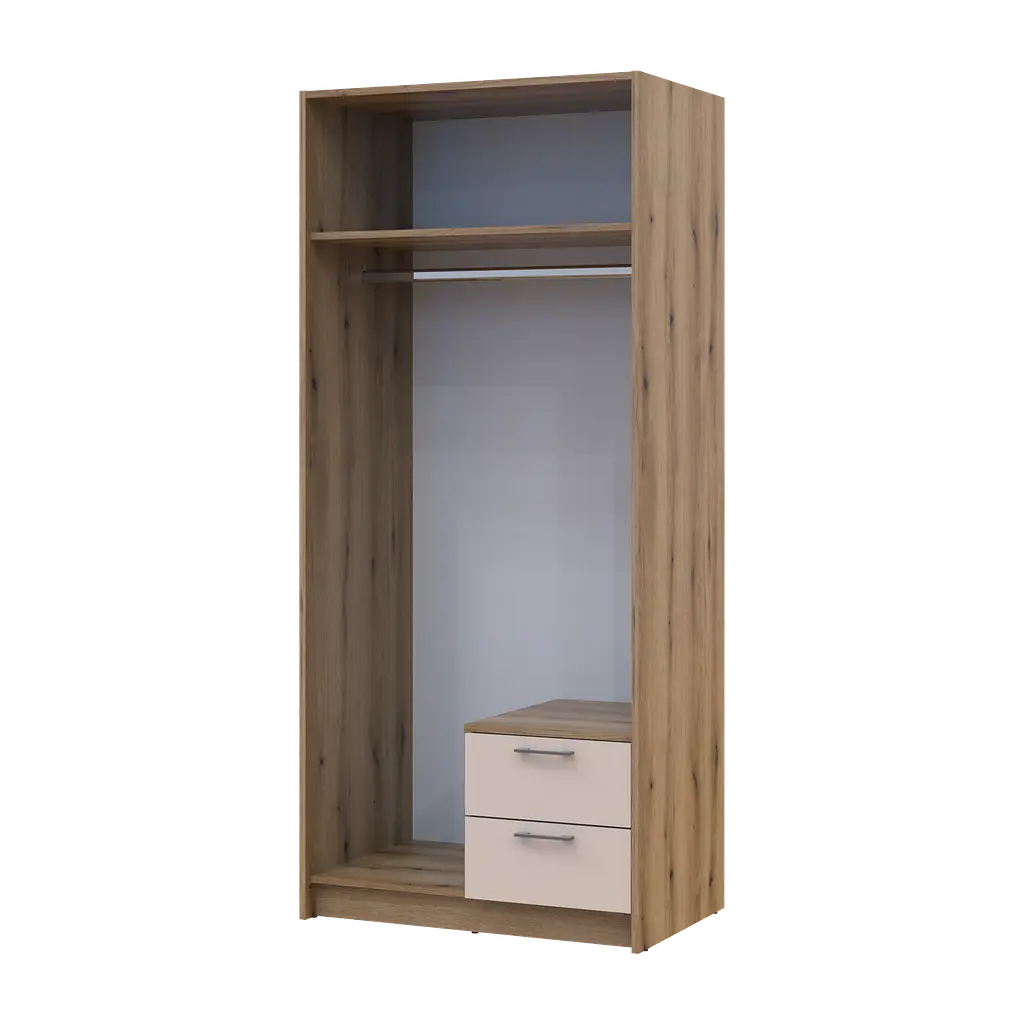 Шафа для одягу Doros Ронді з дзеркалом Дуб Артизан/Кашемір 2ДСП 82х52х195 (80737807) - фото 3