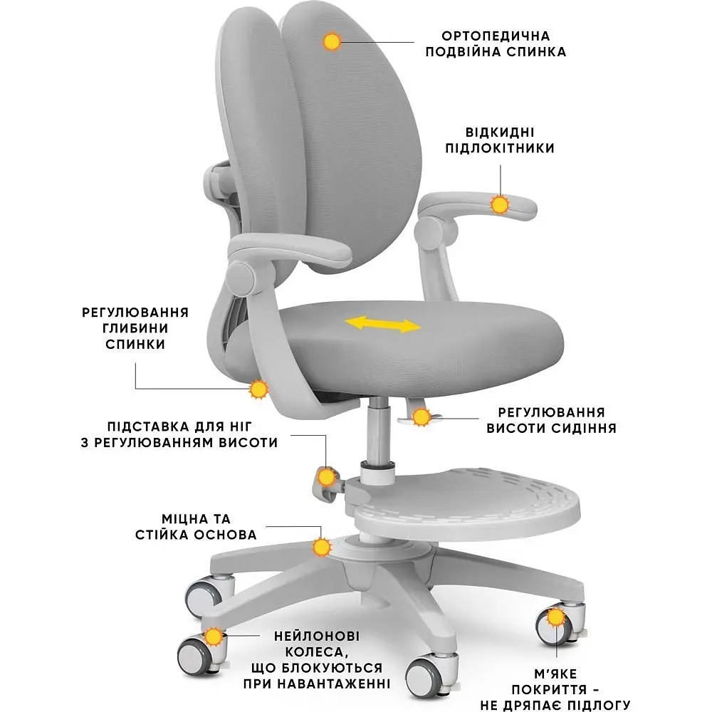 Детское кресло Mealux Sprint Duo Grey (Y-412 G) - фото 3