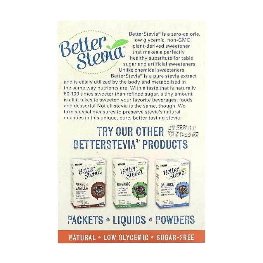 Замінник харчування NOW Better Stevia Packets Original, 100 пакетиків - фото 2
