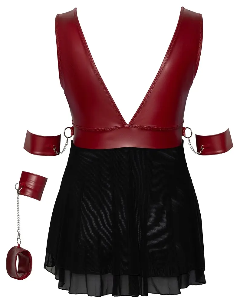 Сорочка Cottelli Collection Bondage Plus Babydoll 4XL чорний з червоним - фото 4