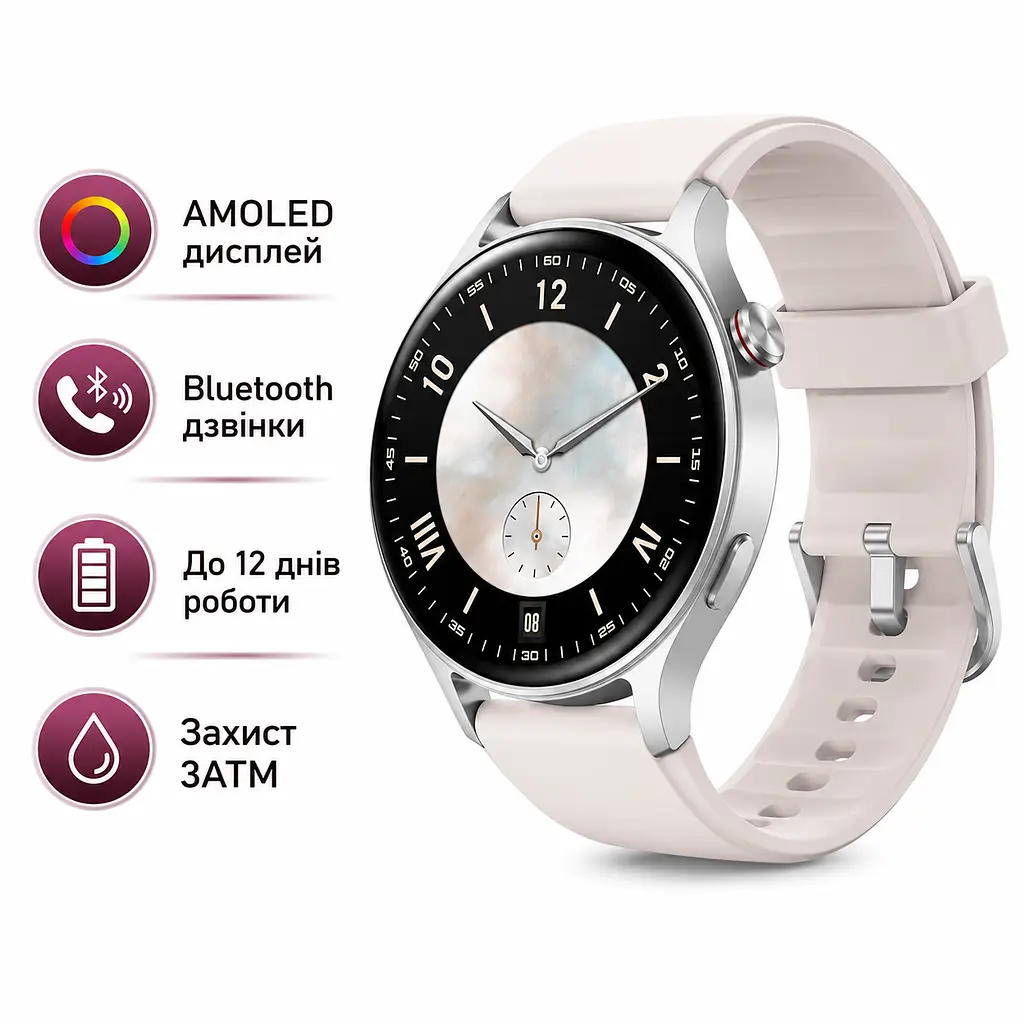 Смарт-годинник Fitpolo AR-01 з AMOLED 1.3" дисплеєм Bluetooth дзвінками водонепроникний 3ATM з підтримкою Android IOS 120 спортивних режимів круглий сірий (SKU-142) - фото 2