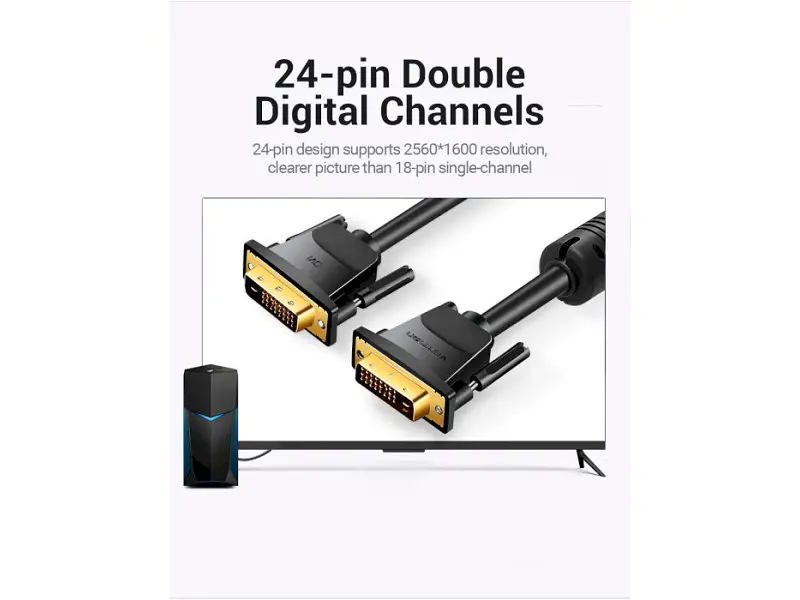Кабель Vention DVI-D to DVI-D 1.5m Black (EAABG) - фото 11