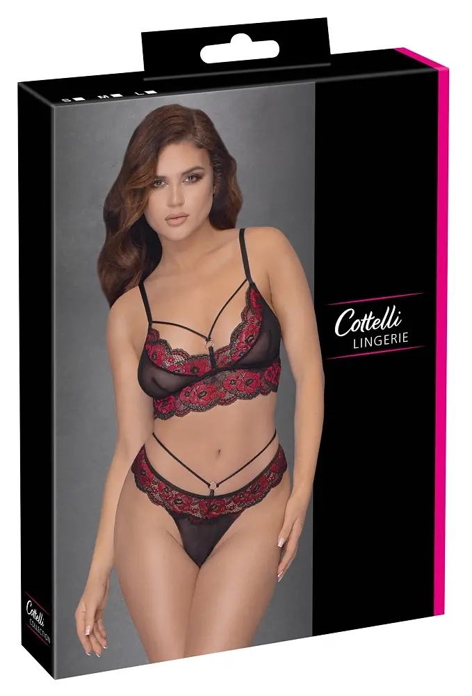 Комплект білизни Cottelli Lingerie Bra Set M чорний з червоним - фото 5