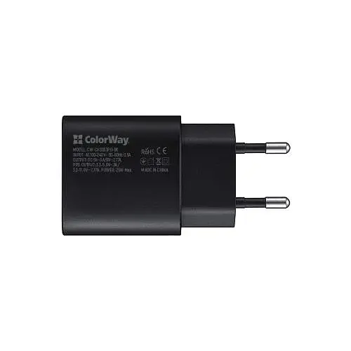 Мережевий зарядний пристрій Black 1xUSB-C 3A ColorWay teh0028610 - фото 2
