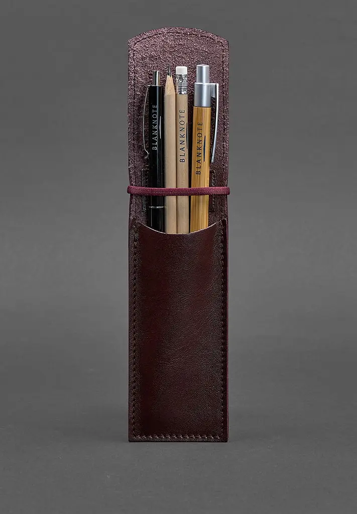 Кожаный чехол для ручек 1.0 бордовый - фото 3