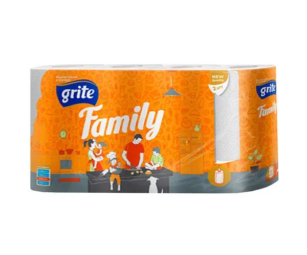 Grite Family, 4 рул., Рушники паперові Гріте Фемілі, 2-шарові, 15 м, 80 аркушів, 224х180 мм - фото 3