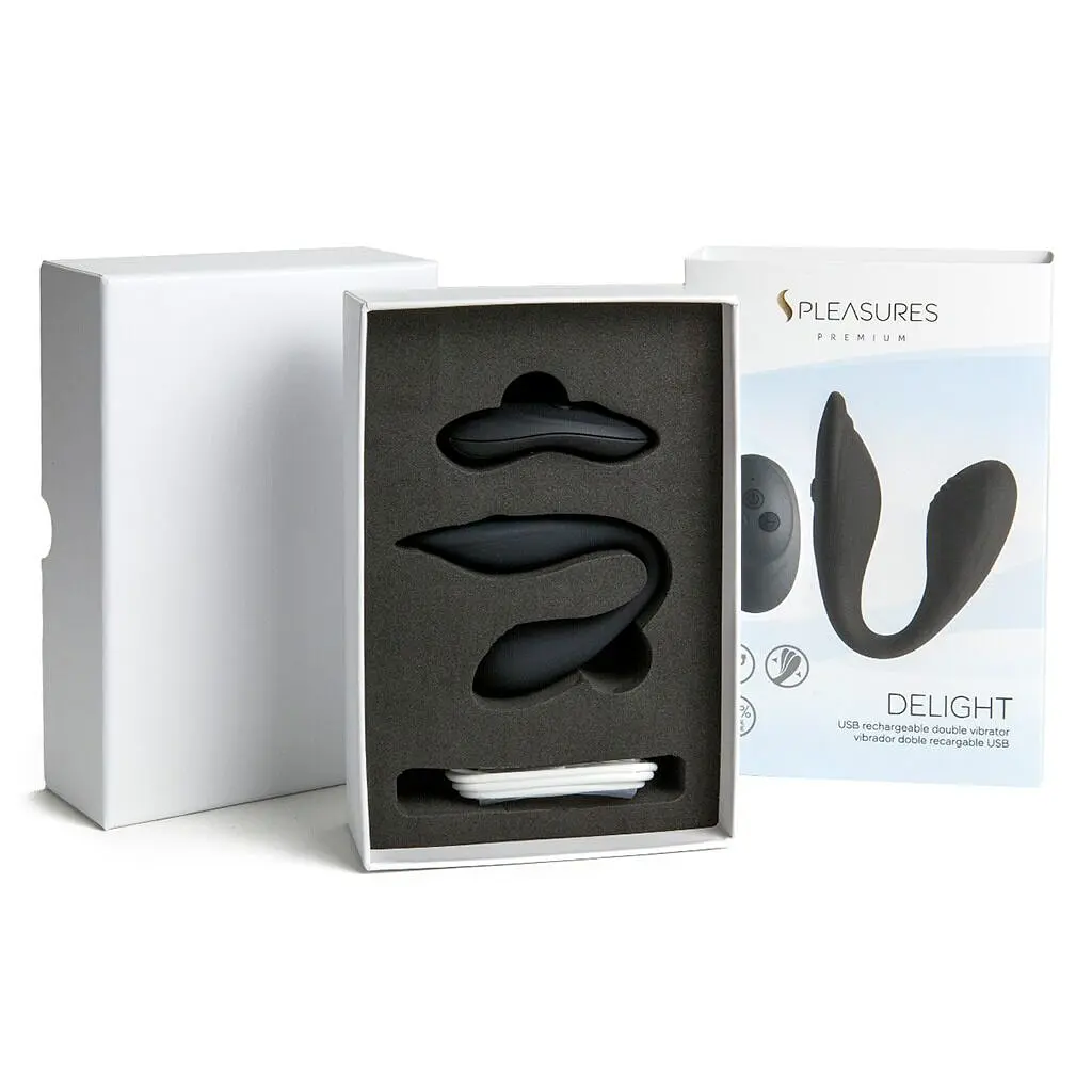 Подвійний вібратор S Pleasures Premium Delight, чорний, для клітора та точки G, 10 режимів - фото 3