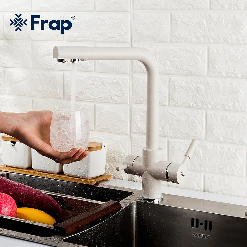 Змішувач для кухні на дві води Frap F4352-24, білий, Білий - фото 3