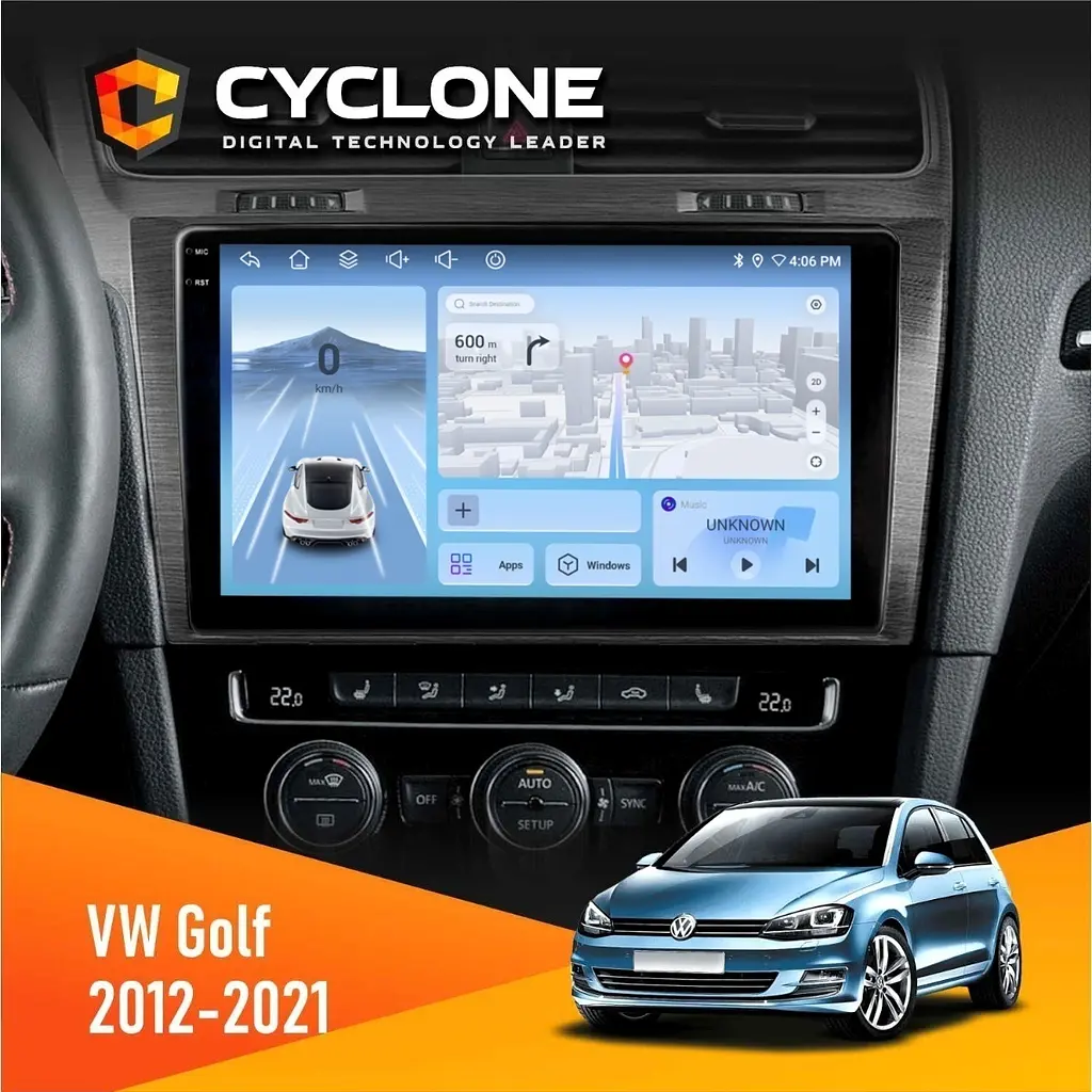 Штатна магнітола Volkswagen Golf 2012-2021 Cyclone C10-012 4x64, DSP, 4G Cyclone (НФ-00007774)