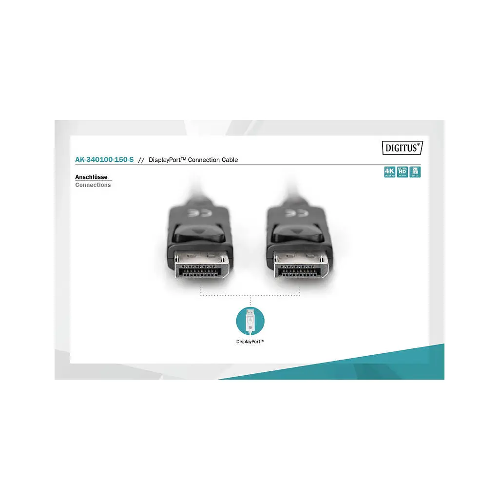 Кабель мультимедійний Display Port to Display Port 15.0m ASSMANN Digitus (AK-340100-150-S) - фото 3